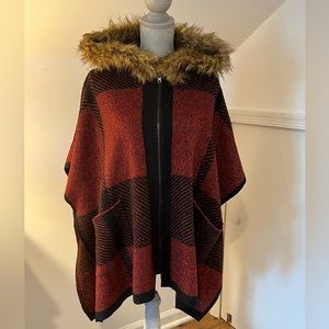 Red & Black Poncho Size M/L Excellent condition.